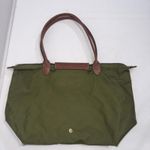 Longchamp Le Pliage Green Leather Canvas Gorpcore Designer Tote Shopping Bag Photo 10