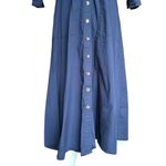 Eshakti  Cotton Poplin Trapunto Waist Midi Shirtdress Womens Large 12 Navy Blue Photo 6