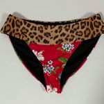 Venus Red Floral Cheetah Leopard Print Bikini Bottoms Swimwear Bathing Suit Size 4 ♥️✨ Photo 1