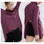 Free People Juicy Split Back Turtleneck Thermal Sweater Plum Medium Autumn Fall Photo 7
