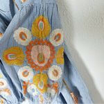 ZARA gingham Plaid Embroidered Mini Dress Floral Balloon Sleeves Sz Small Photo 2