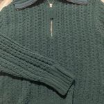 Aerie Green Knit Quarter Zip Oversized Photo 0
