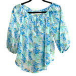 Abercrombie & Fitch Womens XS Floral Blouse Peasant Boho Sheer Demure Office Photo 0
