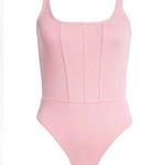 Open Edit NWT Rosy Pink Ribbed Knit Fitted Bodycon Bodysuit Top Sleeveless New Photo 3