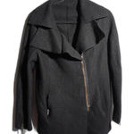 Peruvian Connection Peruvian Alpaca Boiled Wool Black Jacket Coat Asymmetric Zip Womens M Lagenlook Photo 0