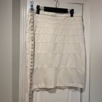 Thalian White Tiered Stretchy Elastic Waist Mini Pencil Skirt Size 12 Photo 3