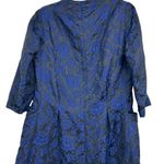 1950s Handmade Navy Floral Brocade Dress Coat Couture Saks Fifth Ave Seamstress Blue Size M Photo 10