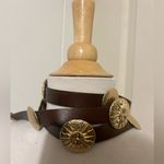 ZARA Gold Sun Concho Leather Brown Western Southwest Festival Bohemian Medallion Photo 2