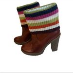 Coach Brown Laurette Leather Sweater Knit Boots, Sz 6.5 Photo 3