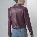 White House | Black Market WHBM Jacket NWT Faux Leather Double Breasted Windsor Wine Chic Glam Vegan Crop M Photo 14