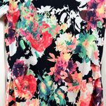 Pinkblush  Maternity Dress Women’s L Navy Neon Floral Print Fitted Short Sleeve Photo 2