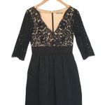 Eliza J Cocktail Skater Lace Faille Bodice Pocket Lined LBD Little Black Dress 6 Photo 1