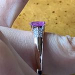 Natural Pink Sapphire Moissanite Sterling Silver Ring Size 8 Photo 2