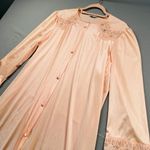 Vanity Fair Vintage  House Coat Robe Pink Coral Lace Satin Nylon USA Medium Photo 5
