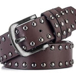 Dark Brown Studded Belt Black Photo 0