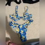 Floral Blue and Yellow Bathing Suit Photo 1