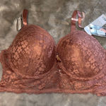 Daisy Fuentes NWT  Intimates Long Line Lace Bra 42D - Mauve/Rose/Rust Photo 0