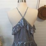 Willow & Clay  Metallic Baby Blue Lace Ruffle Tiered Maxi Dress Photo 2