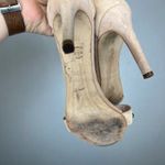 Maje Women's Studded Ankle Strap Heels Suede Leather Beige Sandals Photo 3