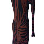 Koche Zebra Bodycon Midi Dress XS Mesh Faux Leather Slit Career Designer $785 Photo 6