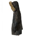 Eddie Bauer Two-Tone Black Quilted Down Upper Grey Wool Lower Faux Fur Hood Coat Photo 1