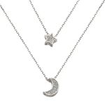 Elegant Silver Moon and Star Necklace Photo 2