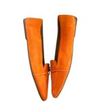 Talbots  Vibrant Orange Suede Pointed Toe Gold Chain Detail Ballet Flat Photo 2