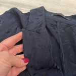 ZARA Jacquard Navy Blue Floral Double Breasted Long Silky Blazer Size Medium Photo 9