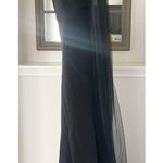 Hebeos Sheath Stretch Crepe Ruched One-Shoulder Sweep/Train Dress, Black Photo 4