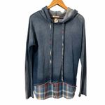 Cloth & Stone NEW Anthropologie  Chambray Plaid Hoodie Size Small Photo 1