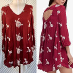 Free People ‎ Embroidered Austin Mini Dress Maroon Photo 1