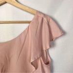 Boutique  Light Pink Ruffle One Shoulder Short Sleeve Blouse M Photo 2