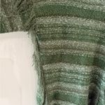 Kensie Boho Green Oversized Fringe Sweater Cozy Relaxed Striped Cabincore Photo 6