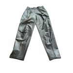Carlan vintage Leather Pants Womens Silver black Relaxed Fit Button Detail Gray Size 10 Photo 2