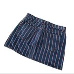 Reformation Denim Mini Skirt Ella Tommy Stripe 30 Jean Micro Mini Skirt Photo 1