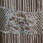 Chetta B Womens Knee Length Lace Stripes Crochet Beaded Skirt Size 14 Photo 2