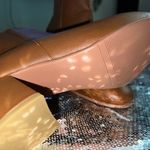 Brown Faux Leather Zip Up Ankle Boots Block Heel Photo 2