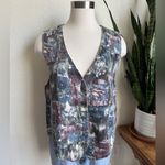 Vintage Painterly Floral Vest USA Made festival summer spring Purple Size M Photo 8