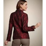 Chico's Womens Open Front Topper Jacket Size 1 US M Dark Red Textured Long Sleeve Photo 1
