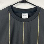 ZARA Crewneck Pullover Long sleeve Black/Gold Stripe Round Neck Unisex Small Photo 1