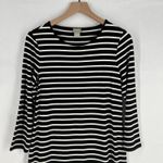 Chico's  Midi Dress Womens 4/6 Black White Striped Jersey Knit Rounded Neck Photo 1
