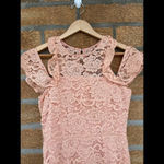 NBD  Peach Allover Lace Cold Shoulder Dress small Photo 4