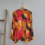 Investments Multicolor Long Sleeve Sheer Flounce Bottom Button Down Top Size XL Photo 1