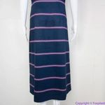 Hutch navy blue stripes shirt dress button sleeveless wrap waist with collar, 1X Photo 7