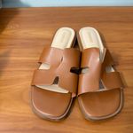 Cushionare Cushionaire Voyage Slide‎ Sandal Slip On Tan Brown Vegan Leather Casual Flat 8.5 Photo 2