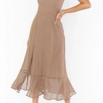 Show Me Your Mumu  -Claire Midi Dress- Soft Beige Chiffon- Size Large -NWT Photo 0