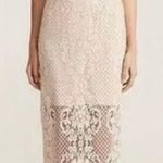Shona joy Lace High Neck Midi Dress Beige Nude Size 6 Lined Scalloped Hem Bridal Photo 0