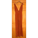 Dollhouse  Rust Wide Leg Jumpsuit Deep V Utility Pockets Size 3 Photo 2