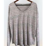 Gap  Soft Knot Pink & Gray Striped Long Sleeve Low Round Neck Top XL Photo 0