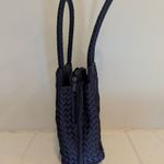 Talbots Vintage 90's Navy Woven Satin Basketweave Top Handle Purse Photo 3